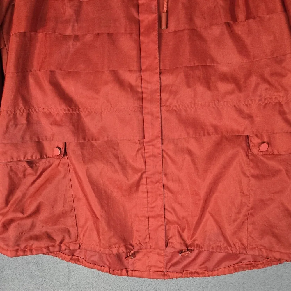 Tory Burch Rain Jacket Womens 8 Anorak Windbreaker Satin Red *READ‎